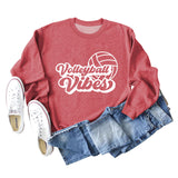 Volleyball Vibes Volleyball Alphabet Print Fashion Backing Long Sleeve Oversize Sweatshirt