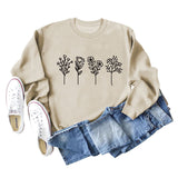 Women's Round Neck Autumn and Winter Women's Four Flower Print Casual Long Sleeved Sweater