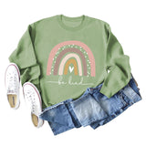 Be Kind Rainbow Print Round Neck Long Sleeve Women's Large Sweater
