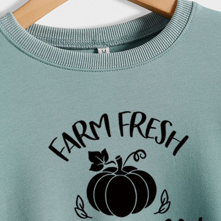 Pumpkin Letter Halloween Crewneck Long Sleeved Sweatshirt Woman