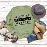 HISWILL Letters Round Neck Women Long-sleeved Loose Printed Sweatshirt