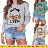 NIGHTMARE BEFORE Letter Round Neck Print Long Sleeve Plus Size Sweater