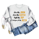 Live Like John Love Women's Letter Round Neck Loose Long Sleeve Shirt Large Sweater