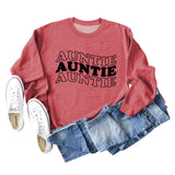 AUNTIE Letter Round Neck Loose Bottom Women's Long Sleeves Large Size Sweatshirt Women