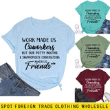 Modisches Damen-T-Shirt mit Rundhalsausschnitt und kurzen Ärmeln „WORK MADE US“