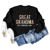 GREAT GRANDMA LOVE Women's Letter Leopard Long Sleeve Sweater Women