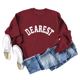DEAREST Letters Long Sleeve Round Neck Sweater for Women