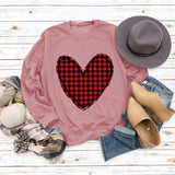 Valentine's Day Women's Fall and Winter Plaid Love Print Sweater