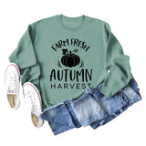 Pumpkin Letter Halloween Crewneck Long Sleeved Sweatshirt Woman
