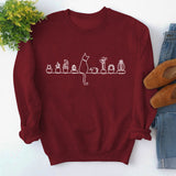 Round Neck Tops Long Sleeve Print Loose Sweatshirt