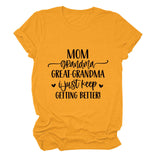 MAMAN GRAND-MÈRE GRANDE MODE LETTRE CREWNECK T-SHIRT À MANCHES COURTES FEMME-Shirt