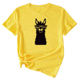 MAMA Llama Fun Graphic Print Women's Casual Crewneck Short Sleeve T-Shirt