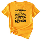 F-Bomb Mom Women's Letter Print Information Short Sleeve Top Women T-shirt