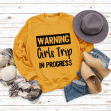 Warning Girls Trip In Round Neck Letters Women Large Size Loose Sweater
