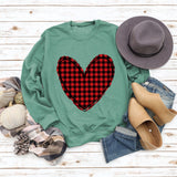 Valentine's Day Women's Fall and Winter Plaid Love Print Sweater