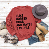 I LIKE HORSES Round Neck Letter Tops Female Long-sleeved Loose Printed Sweatshirt