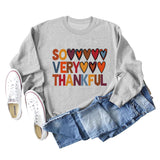 SO VERY THANKFUL Heart Letters Round Neck Long Sleeve Large Size Sweater