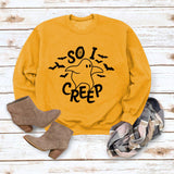 Simple Loose Top Long Sleeve SO I CREEP Printed Pullover Sweater