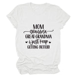 MAMAN GRAND-MÈRE GRANDE MODE LETTRE CREWNECK T-SHIRT À MANCHES COURTES FEMME-Shirt