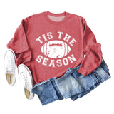 SPOT TIS THE SEASON RUGBY LETTER PRINT LONG SLEEVED SWEATSHIRT WOMEN