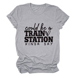 Summer Court Be a Train Crew Neck Letter Short Sleeve Women's T-Shirt