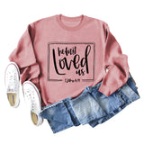 He First Loved Us Base Lettering Long Sleeved Large Sweater Women