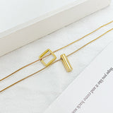 NEHZUS JewelrySimple Kleine Vielzahl von stapelbaren Titanstahl-Halsketten Quadratische lange doppellagige Herbst- und Winter-Pulloverkette