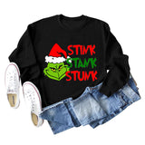 STINK STANK STUN UNDERNEATH CREWNECK PRINT LETTERED LONG-SLEEVED SWEATSHIRT
