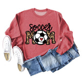 Soccer Mom Football Love Letter Leopard Crew Neck Fall/Winter Long Sleeve Sweater Women