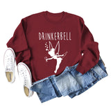 DRINKERBELL Beauty Letters Printed Long-sleeved Large Size Sweater Women