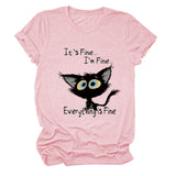 Kurzärmliges T-Shirt mit Rundhalsausschnitt und großem Buchstabendruck „It's Fine I'm Fine“