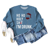 Ho Ho Holy Shit Fashion Women's Red Wine Glass Letter Long Sleeve Sweater Girl