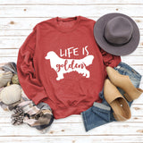 Life Is Golden Round Neck Letter Loose Long Sleeve Large Sweater