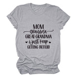 MAMAN GRAND-MÈRE GRANDE MODE LETTRE CREWNECK T-SHIRT À MANCHES COURTES FEMME-Shirt