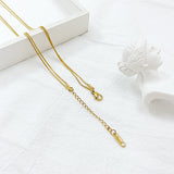 NEHZUS JewelrySimple Kleine Vielzahl von stapelbaren Titanstahl-Halsketten Quadratische lange doppellagige Herbst- und Winter-Pulloverkette