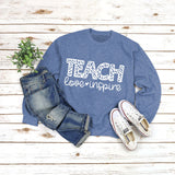 Letter Round Neck Shirt Long Sleeve TEACH Love Printed Loose Sweater