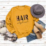 HAIR Stylist Letter Print Long-sleeved Fall and Winter Bottoming T-shirt Round Neck Sweater Shirt