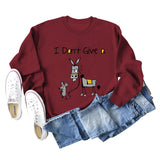 I Don't Give A Hamster Horse Letter Printing New Round Neck Long Sleeve Sweater Girl