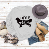 Life Is Golden Round Neck Letter Loose Long Sleeve Large Sweater