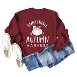 Pumpkin Letter Halloween Crewneck Long Sleeved Sweatshirt Woman