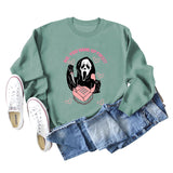 NO YOU HANG UP FIRST Heart Letter Print Women's Sweatshirt Round Neck Long Sleeve