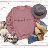 Teacher Letter Loose Bottom Casual Long-sleeved Plus-size Sweatshirt