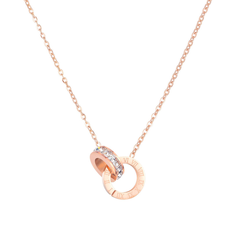 Chaîne de clavicule de Style chérie pour femmes, mode avec chiffres romains en zircone, Double anneau