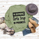 Warning Girls Trip In Round Neck Letters Women Large Size Loose Sweater