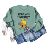 LITTLE MISS ICED COFFEE Autumn Cross-border Printed Sweater Round Collar Jacket