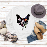 Rooster Printed Loose Round Neck Casual Long Sleeve Oversize Sweater