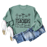 Teachers Plant Seeds Round Neck Letter Loose Long Sleeve Sweater