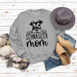 SCHNAUZER MOM Round Neck Letter Women's Sweatshirt Print Loose Long Sleeve