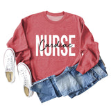 Cardiac Nurse Lettering Loose Crewneck Underneath Long-sleeved Sweatshirt