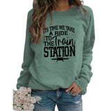 ITS TIME WE TAKE Letters Autumn and Winter Round Neck Fashion Tops Long-sleeved Sweater Women